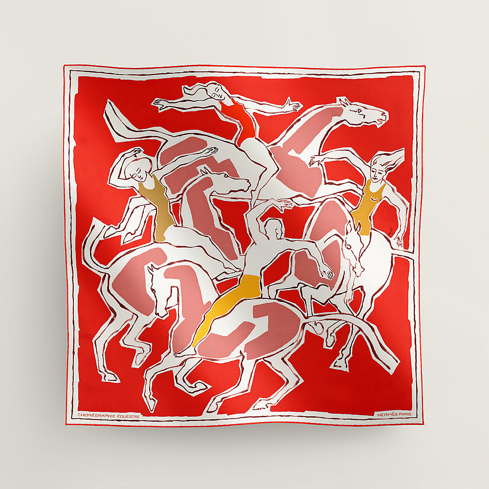 HERMES スカーフ CHOREGRAPHIE EQUESTRE Choreographie Equestre scarf 70 - Red | Hermès Belgium